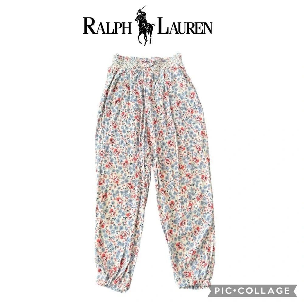 Polo Ralph Lauren girls Arabesque floral clown lounge pull on pants size 7